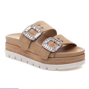 J/SLIDES RICE Sand Suede Sandal - size 7